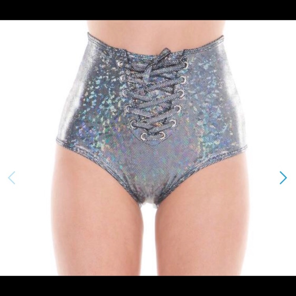 J.Valentine Holographic Lace Up Bottom-Black